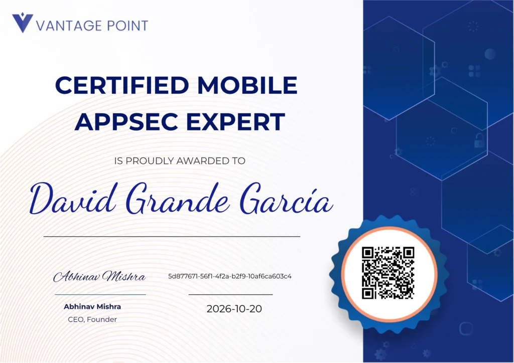 Certified Mobile AppSec Expert - Certificate